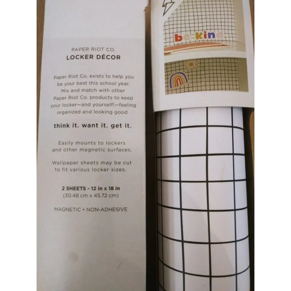 Paper Riot Co. Magnetic Locker Wallpaper‎ Grid Design Be Kind 2 Sheets 12